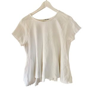 Zara White 100% Cotton Short Sleeves Blouse Size Large